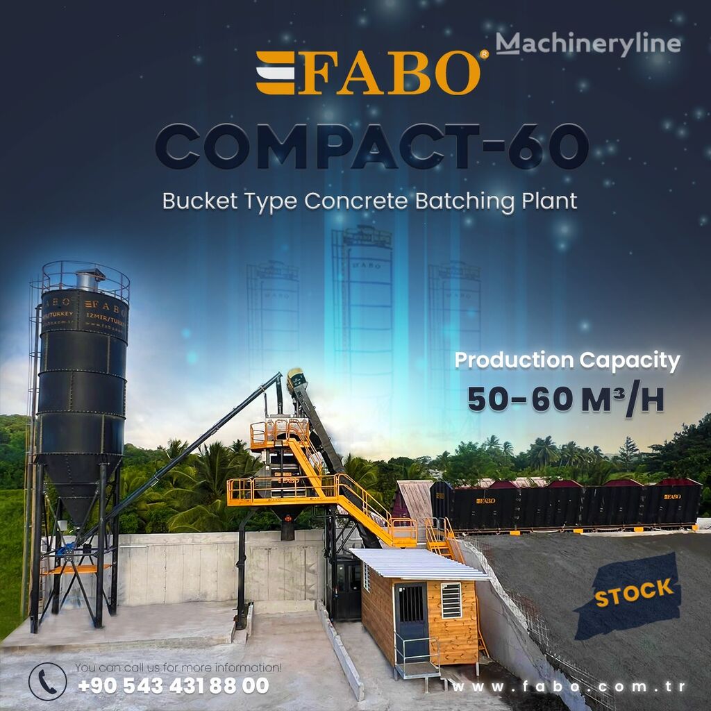 신품 콘크리트 플랜트 FABO CENTRALE À BÉTON COMPACTE À GODET 60 M3/H | STOCK