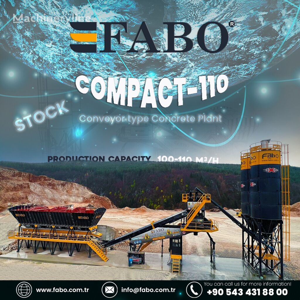 신품 콘크리트 플랜트 FABO  COMPACT-110 CONCRETE PLANT | CONVEYOR TYPE