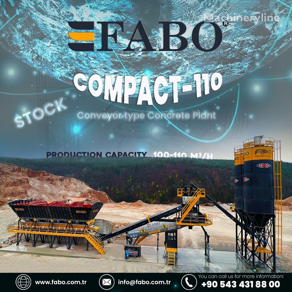 신품 콘크리트 플랜트 FABO  COMPACT-110 CONCRETE PLANT | CONVEYOR TYPE
